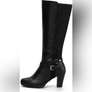 MYSOFT Women's Knee High Boots Heels with Side Zipper JD05 Black Size 10 NEW
